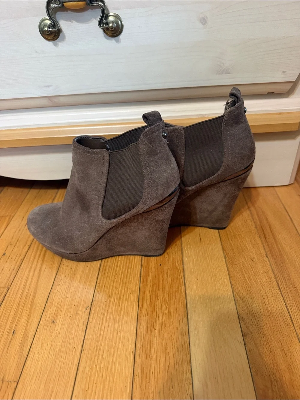 Jessica Simpson Brown Suede Wedge Booties